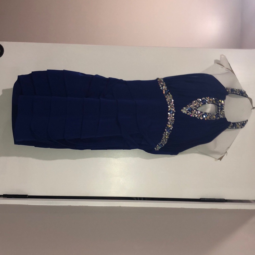 Formal blue short dress - Picture 6 of 7